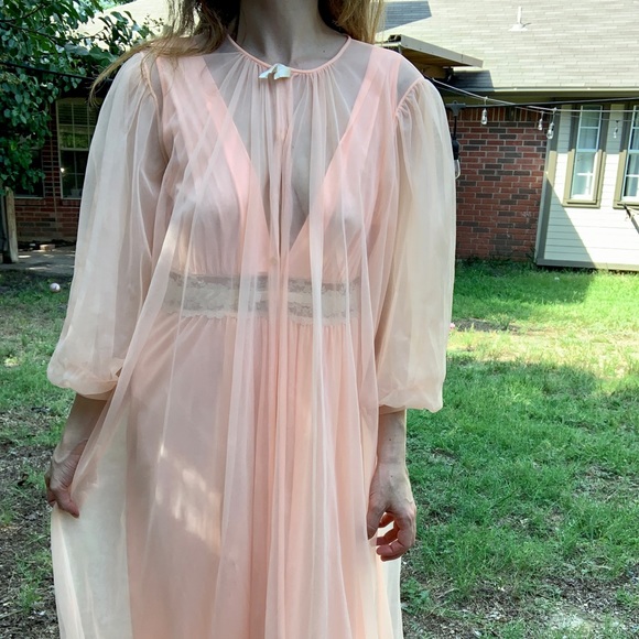 Vintage 60s peignoir slip and robe set - Picture 7 of 11